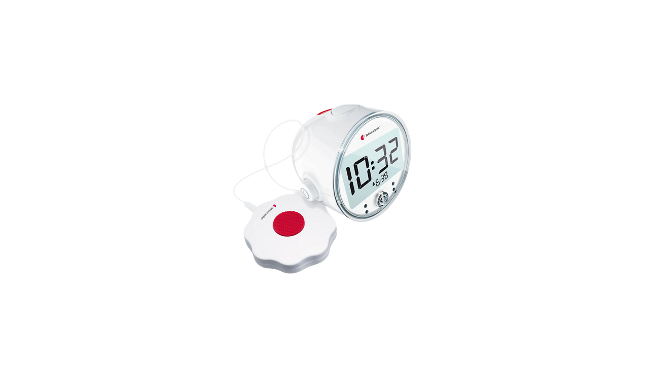 Digital alarm clock with wired remote button