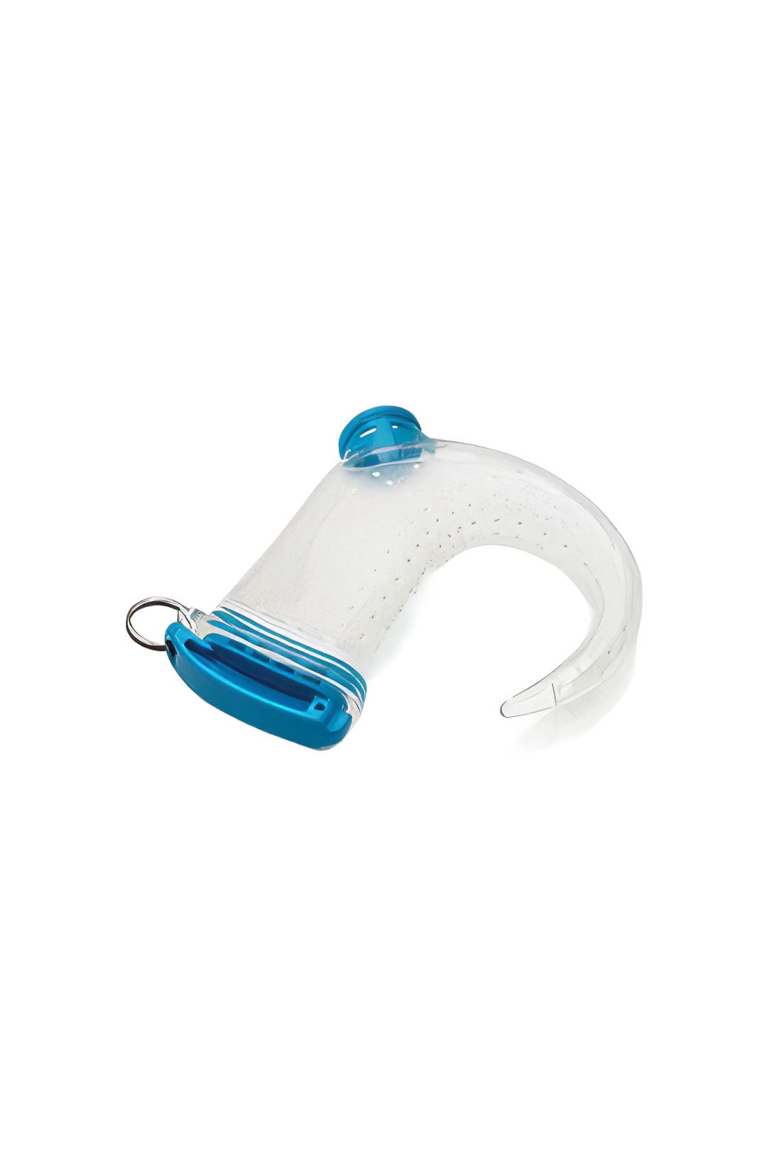 Transparent flexible tube with blue fittings