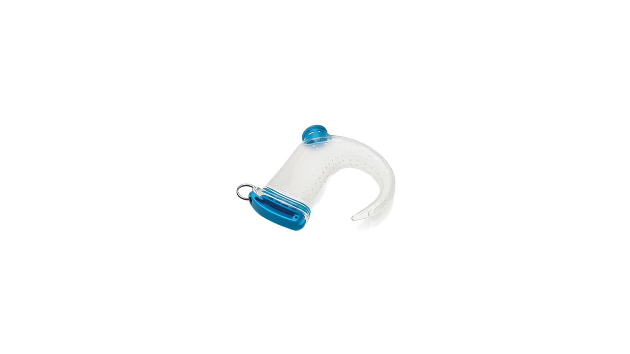 Transparent flexible tube with blue fittings