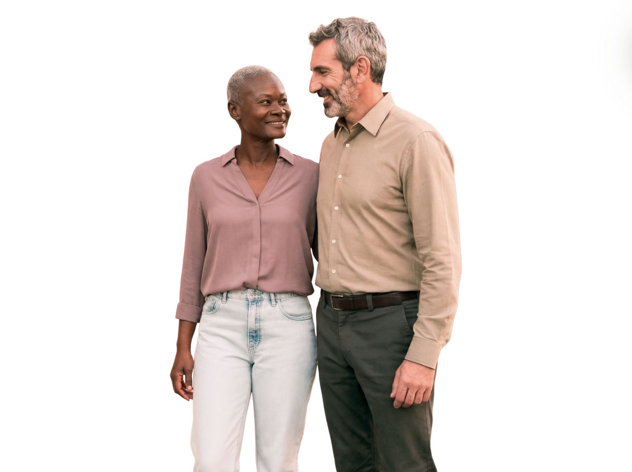 Happy mature couple standing together