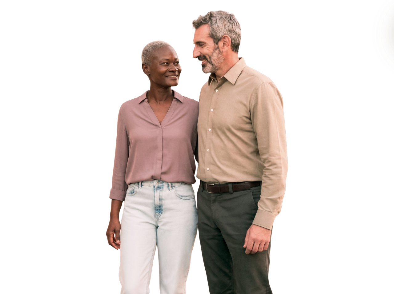 Happy mature couple standing together