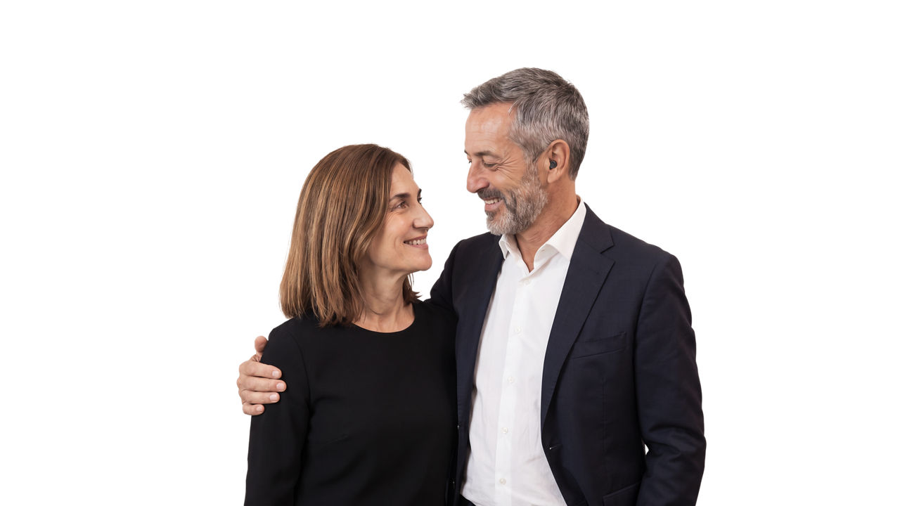 Happy mature couple laughing together