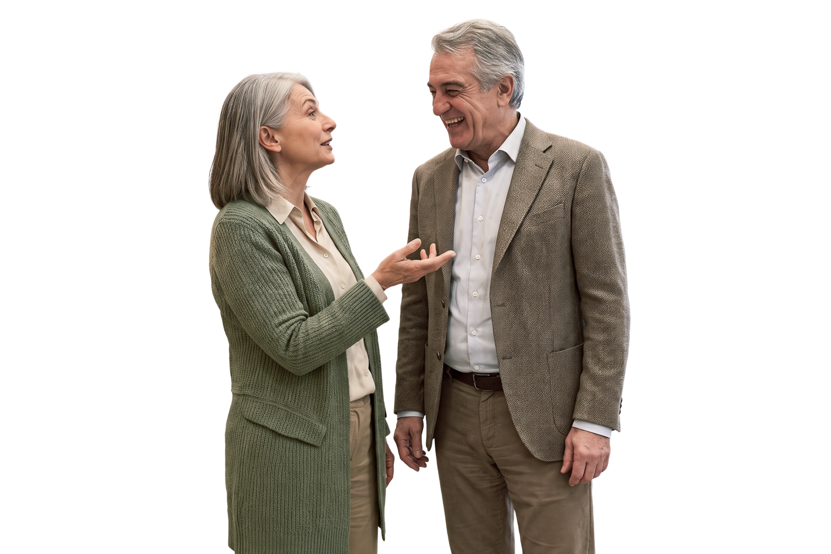 Mature colleagues having friendly seated conversation