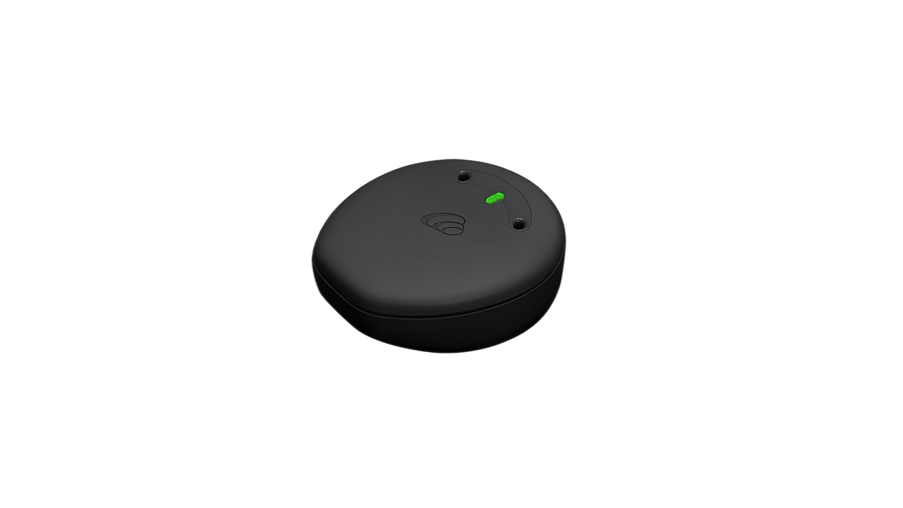 Small black wireless device with indicator light