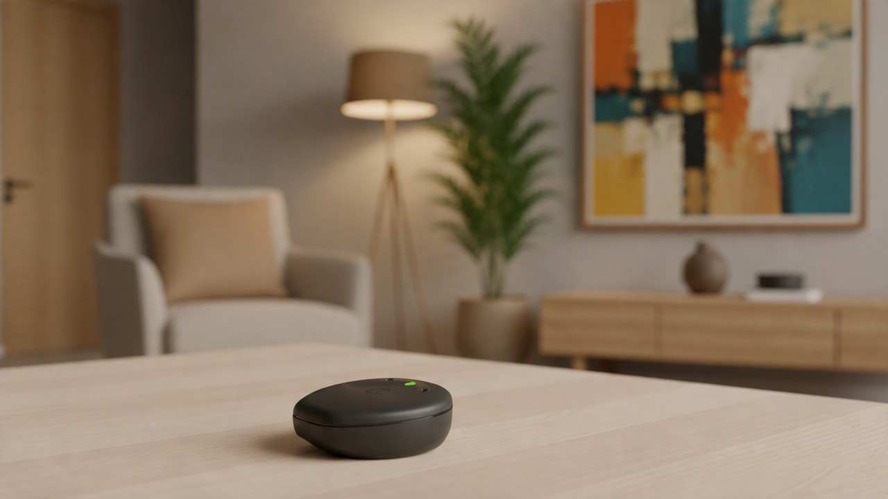Small black smart device on table