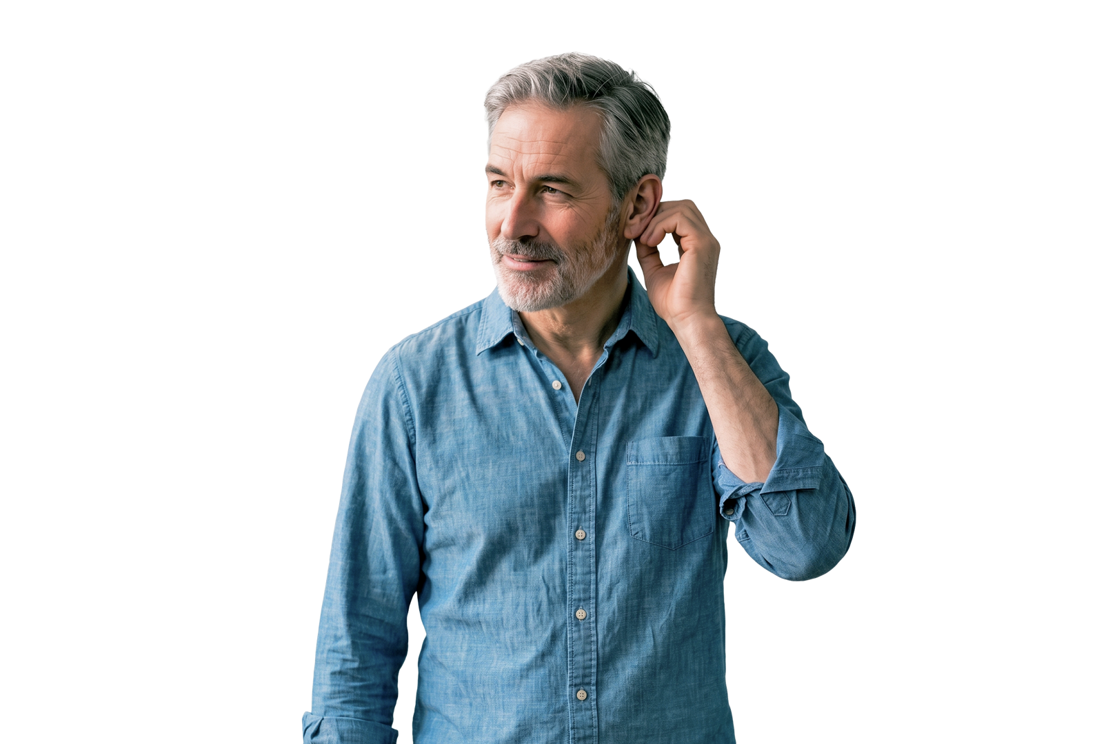 Thoughtful middle-aged man sitting casually