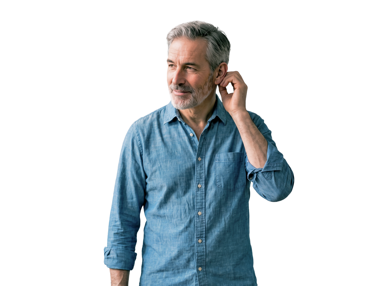Thoughtful middle-aged man sitting casually