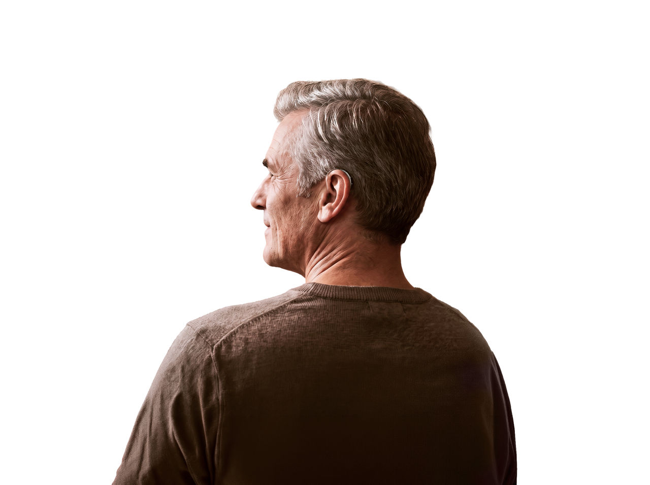 Older man looking away in profile