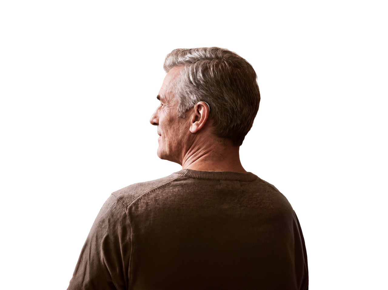 Older man looking away in profile