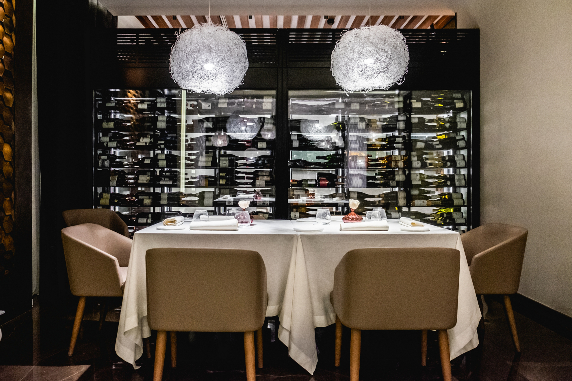 Private table with wine cellar