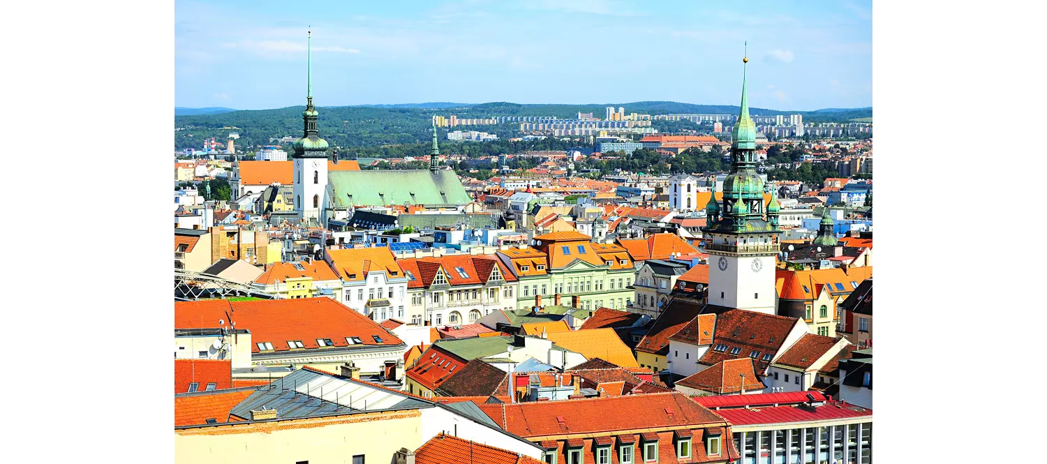 Skyline of Brno city in the sunny day, Czech Republic 
