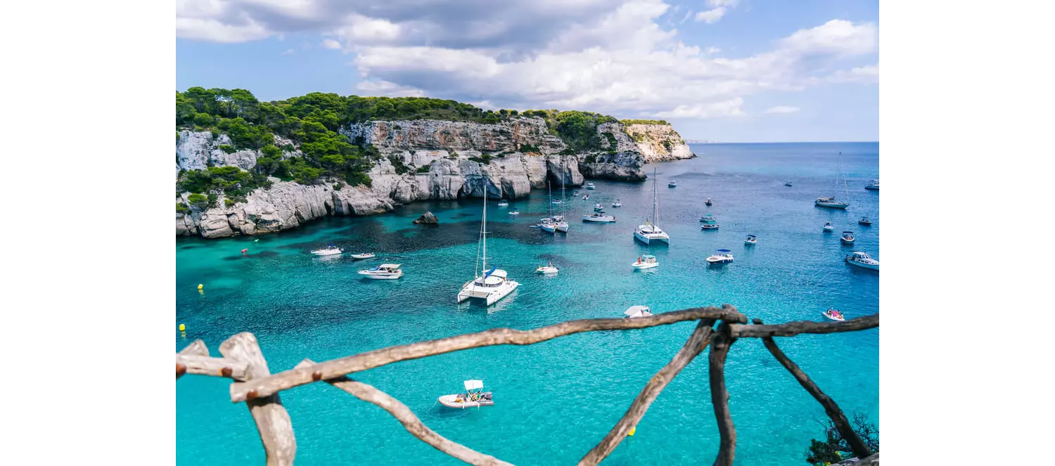 Best beaches in Menorca: Views of La Macarelleta from a distance