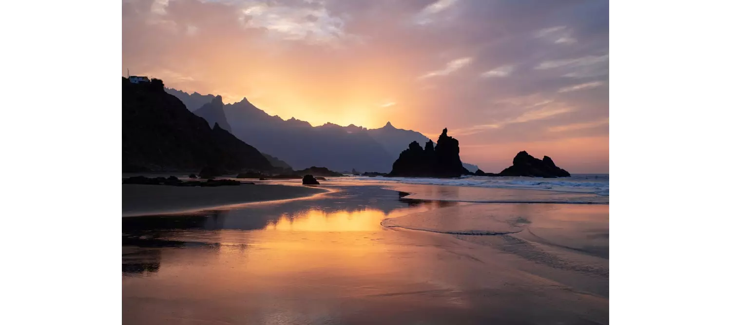 Secluded beaches Tenerife: El Benijo beach at sunset 