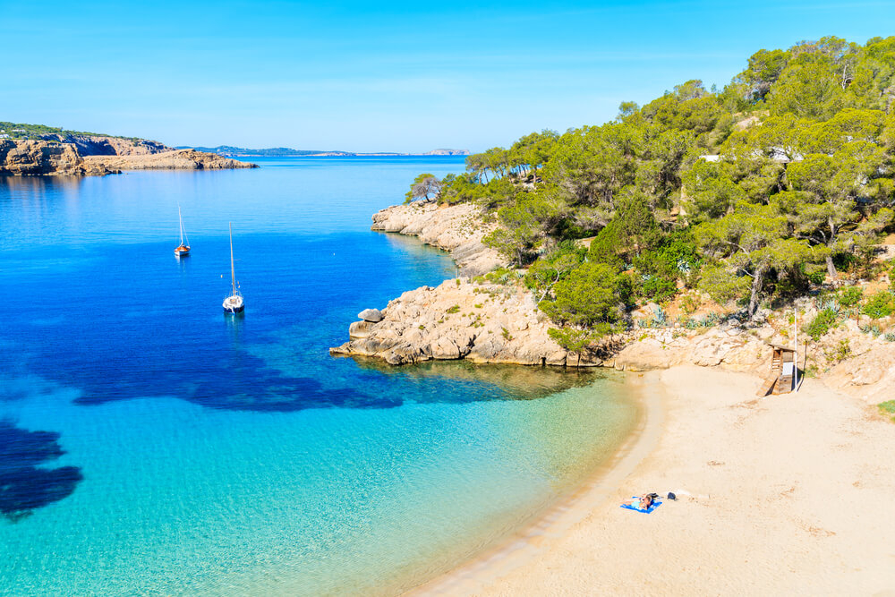 Ibiza: White sand beach and topaz waters of an Ibizan beach