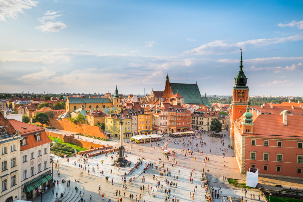 Warsaw: A main square in Warsaw seen from above