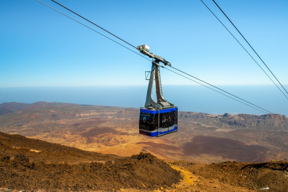 Canary Islands in February: A close-up of the Tenerife cable car on El Teide