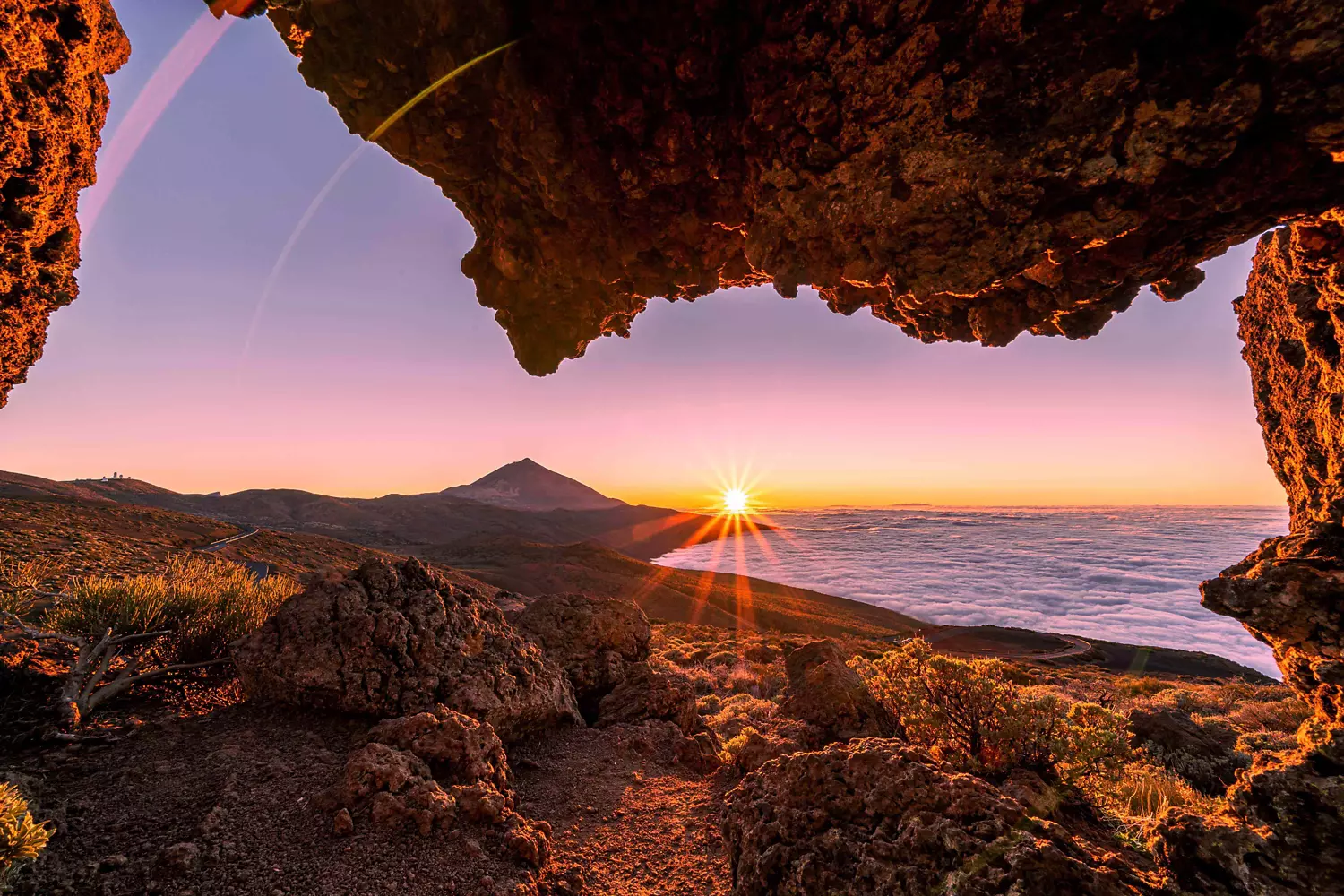 Day of the Canary Islands: A view of El Teide volcano in Tenerife at sunset