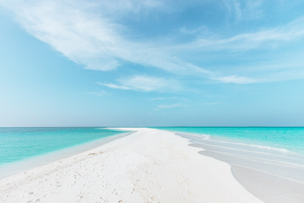 A white sandbank in the Maldives archipelago