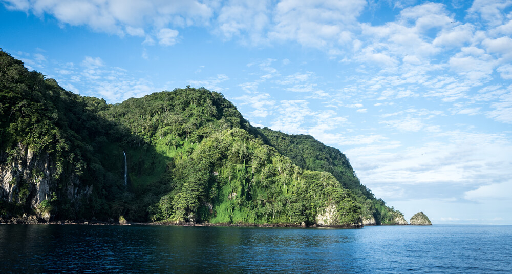 The lush coast of Isla del Coco, Costa Rica