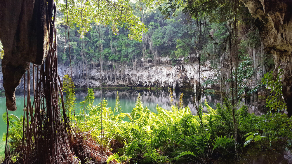 Pictured is one of Tres Ojos National Park’s blue lagoons.