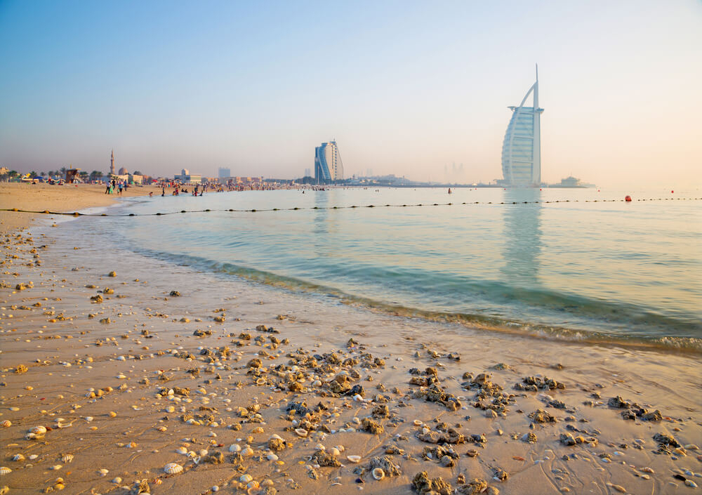 Jumeirah Open Beach: The golden coastline of Nessnass Beach with the Burj Al Arab in view