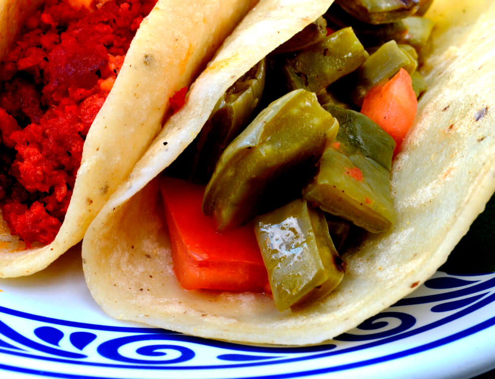 Easter in Mexico: A close-up photo of traditional Mexican Easter food, a nopal taco 