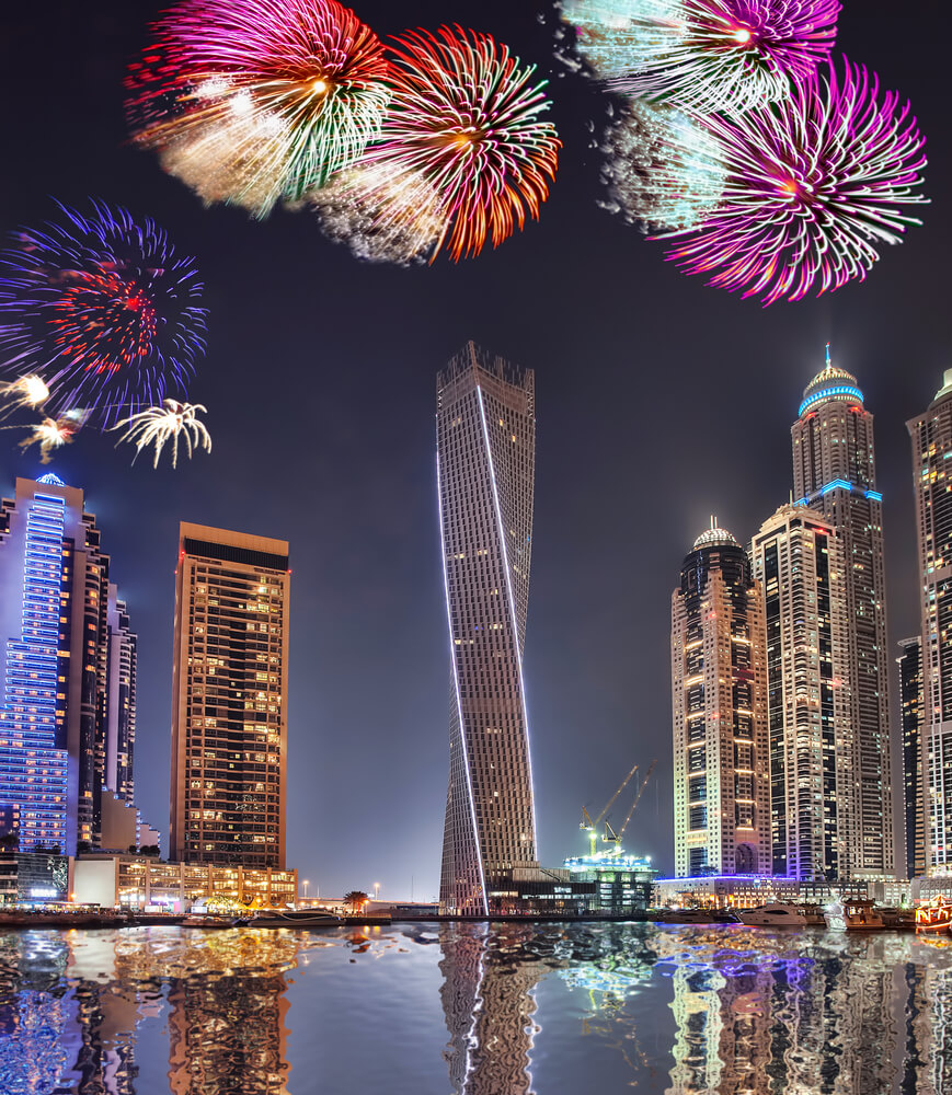 Eid al Fitr celebrations: A view of the Dubai skyline with fireworks