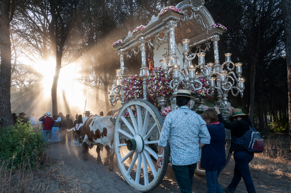 Una escena de la romería del Rocío