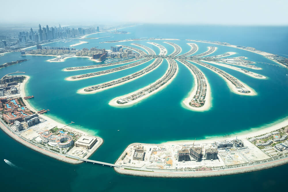 Islands for a family vacation: Aerial view of Dubai’s Palm