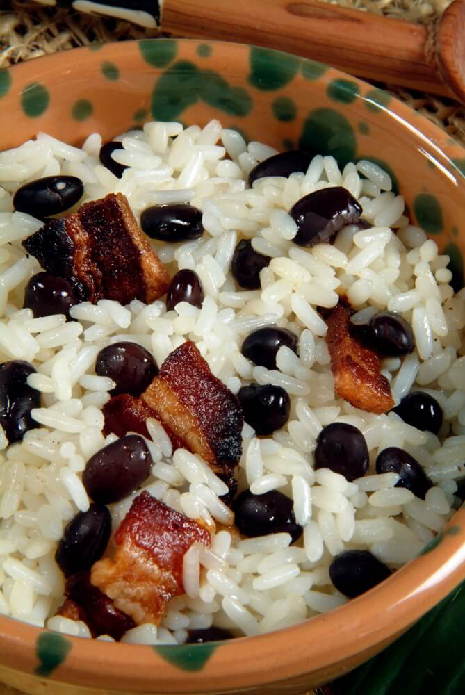 Moros y Cristianos: A plate of white rice and black beans