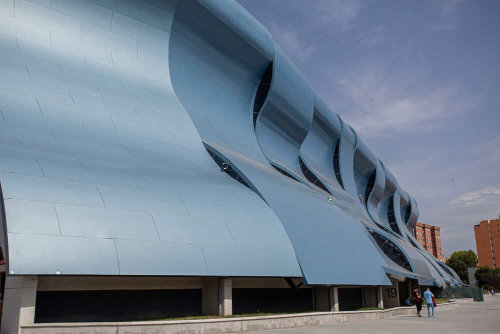 Vigo: The curved, metallic exterior of the Abanca Balaídos Stadium in Vigo