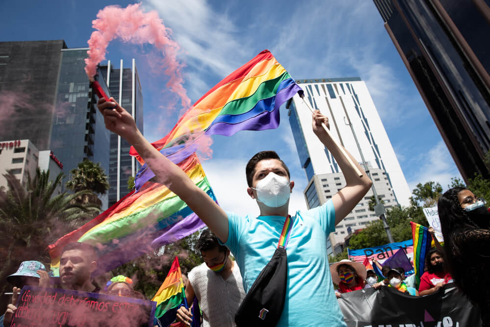 Gay Pride-Paraden: Demonstration in Mexiko-Stadt.