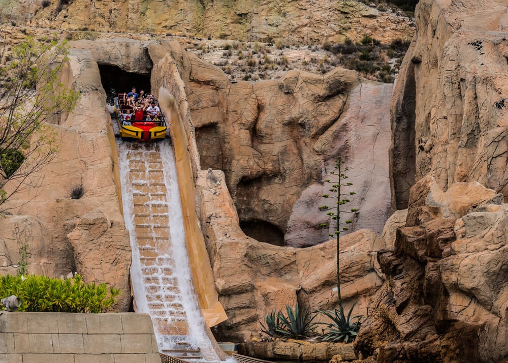 Benidorm: A water ride in a theme park