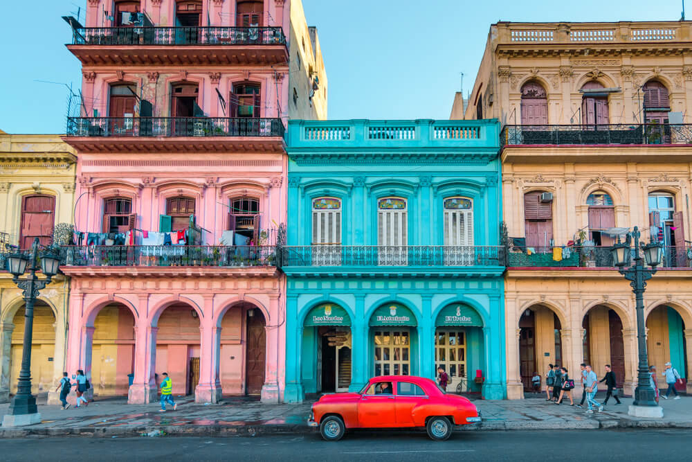 Hemingway Cuba: A street view of a typical Havana neighbourhood with colourful buildings