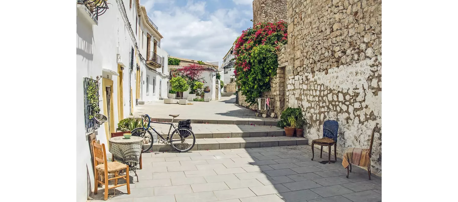 Travelling internationally with baby: Typical old streets of Ibiza