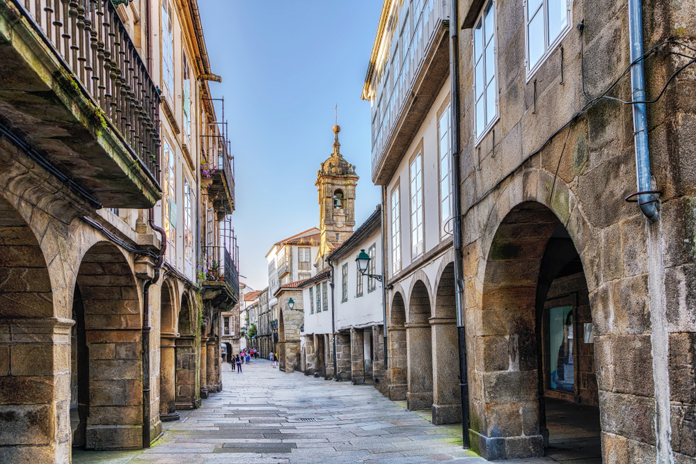 Galicia cities: A view of the streets of Santiago de Compostela