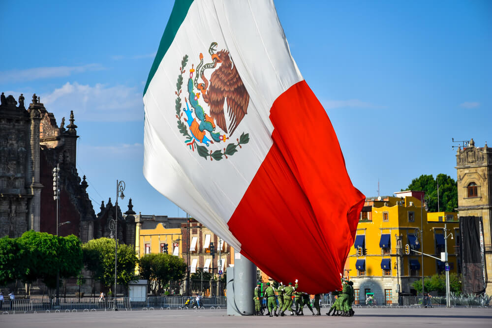 Mexican Flag in Mexco City’s Zocalo Square