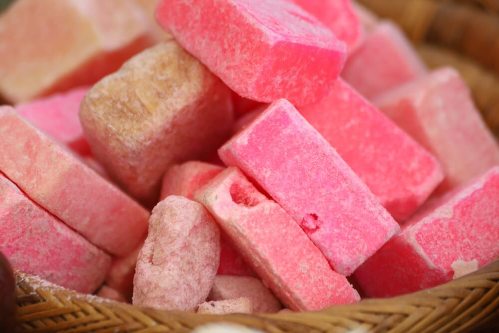 Musk bars: A basket full of pink bars of musk