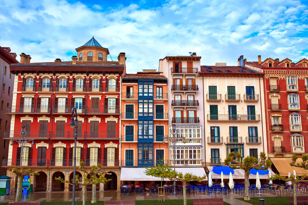 The traditional buildings of the old town in Pamplona
