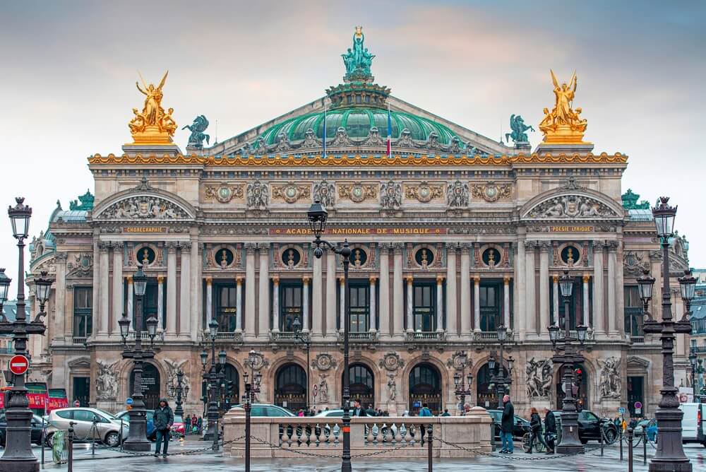 Frontalansicht der Opéra Garnier in Paris.