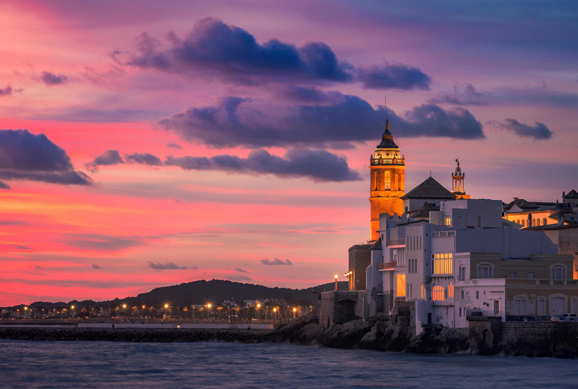 Places to visit near Barcelona: a view of Sitges at dawn