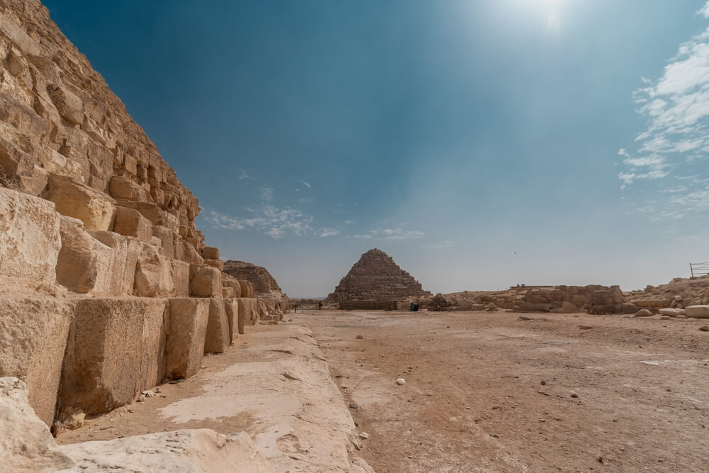 Nahaufnahme der Steine der Pyramiden von Gizeh.