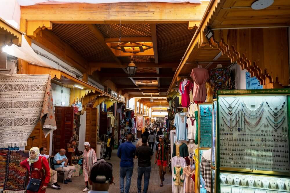 Rabat Medina Souk: A glimpse of the busy indoor street market in the Medina of Rabat
