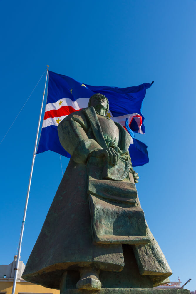 Santiago, Cape Verde: A close-up of the famous Monument of Diogo Gomes in Praia 