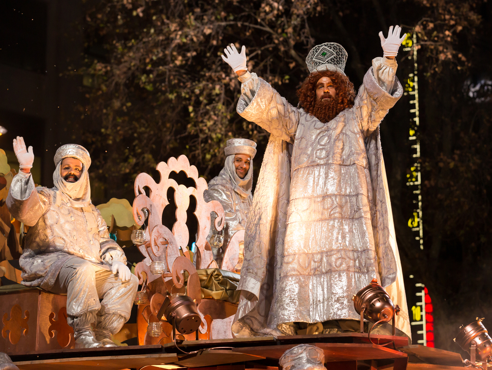 A close-up of the Three Kings in the parade
