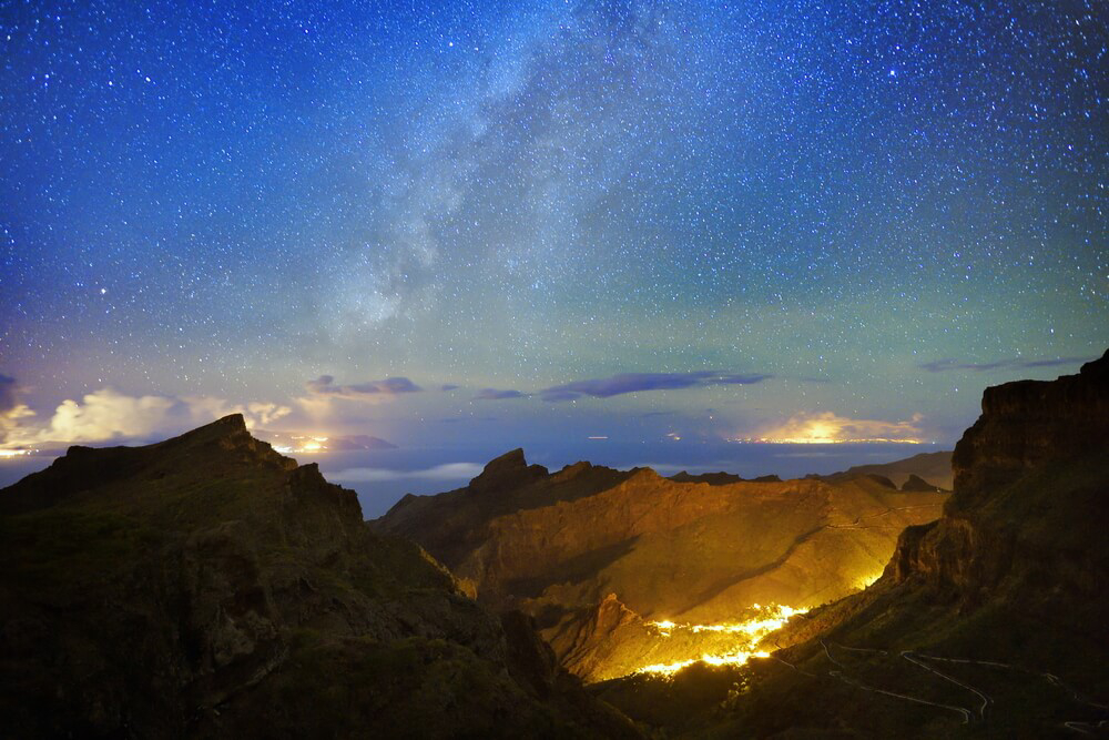 Masca: A rugged mountain range in Tenerife with the night sky