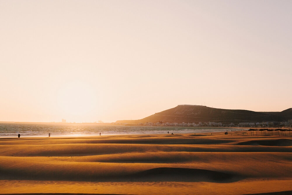 Things to do in Agadir: A view of Agadir beach at sunset