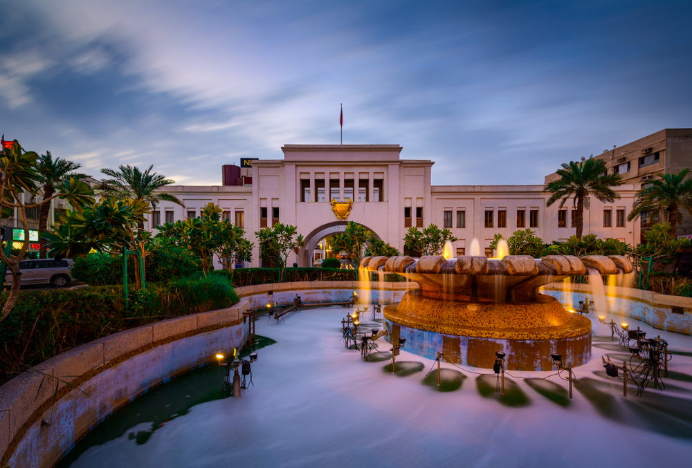 Things to do in Bahrain: Bab al Bahrain square illuminated at sunset