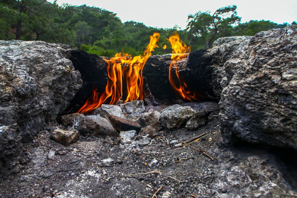 Things to see in Cappadocia: Flames coming out of the ground at Mount Chimaera