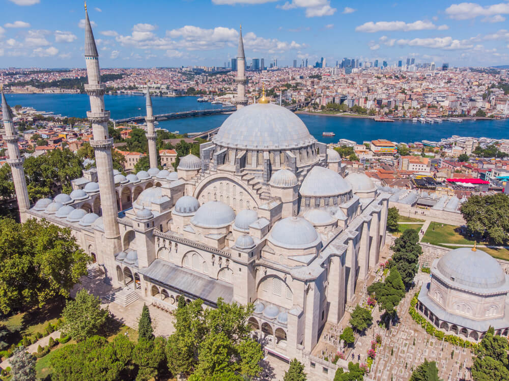 Things to do in Istanbul: Bird’s eye view during the day of the vast Suleymaniye Mosque